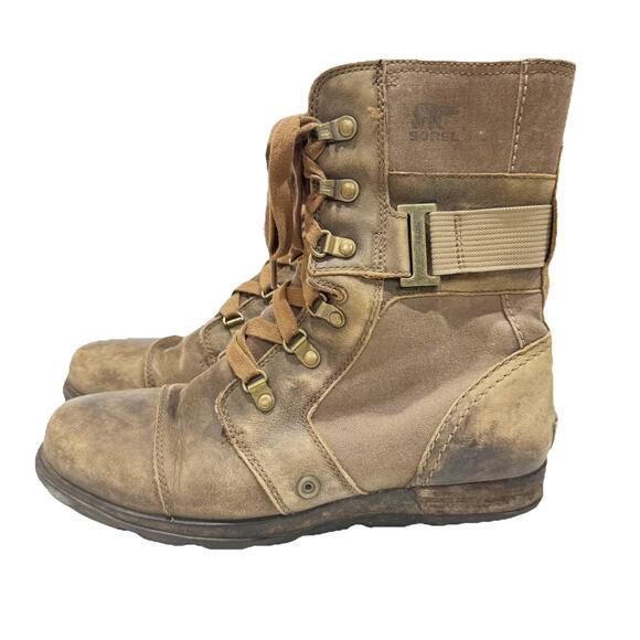 Sorel Major Carly Ankle Boot Side Zip Lace Up Women 9 Nutmeg NL2157-260 READ - Picture 1 of 8